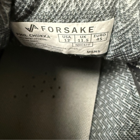 Forsake Phil Chukka Boots Men's 12 Gray Leather Lace Up Ankle Outdoor Casual EUC - Picture 3 of 7